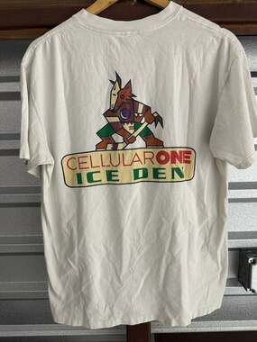 Vintage 1998 Phoenix Coyotes Cellular One Ice Den Oneita Power-T Shirt Size Larg